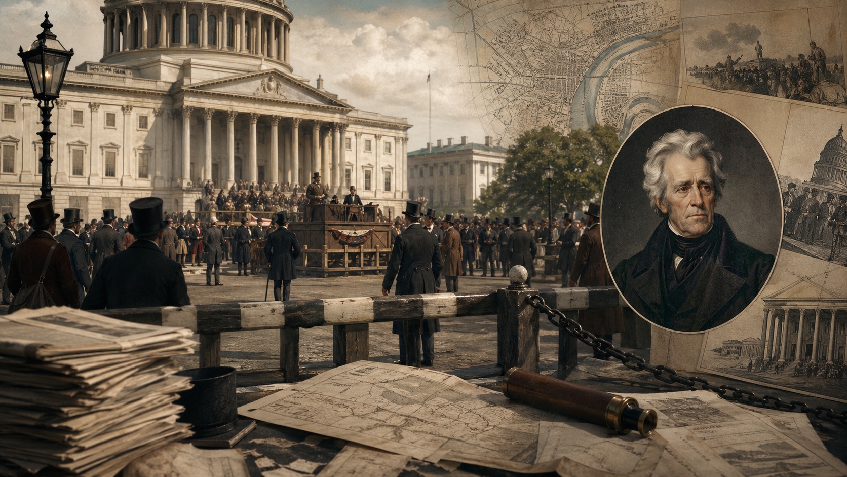 Historical illustration related to Attempted Assassination of Andrew Jackson.