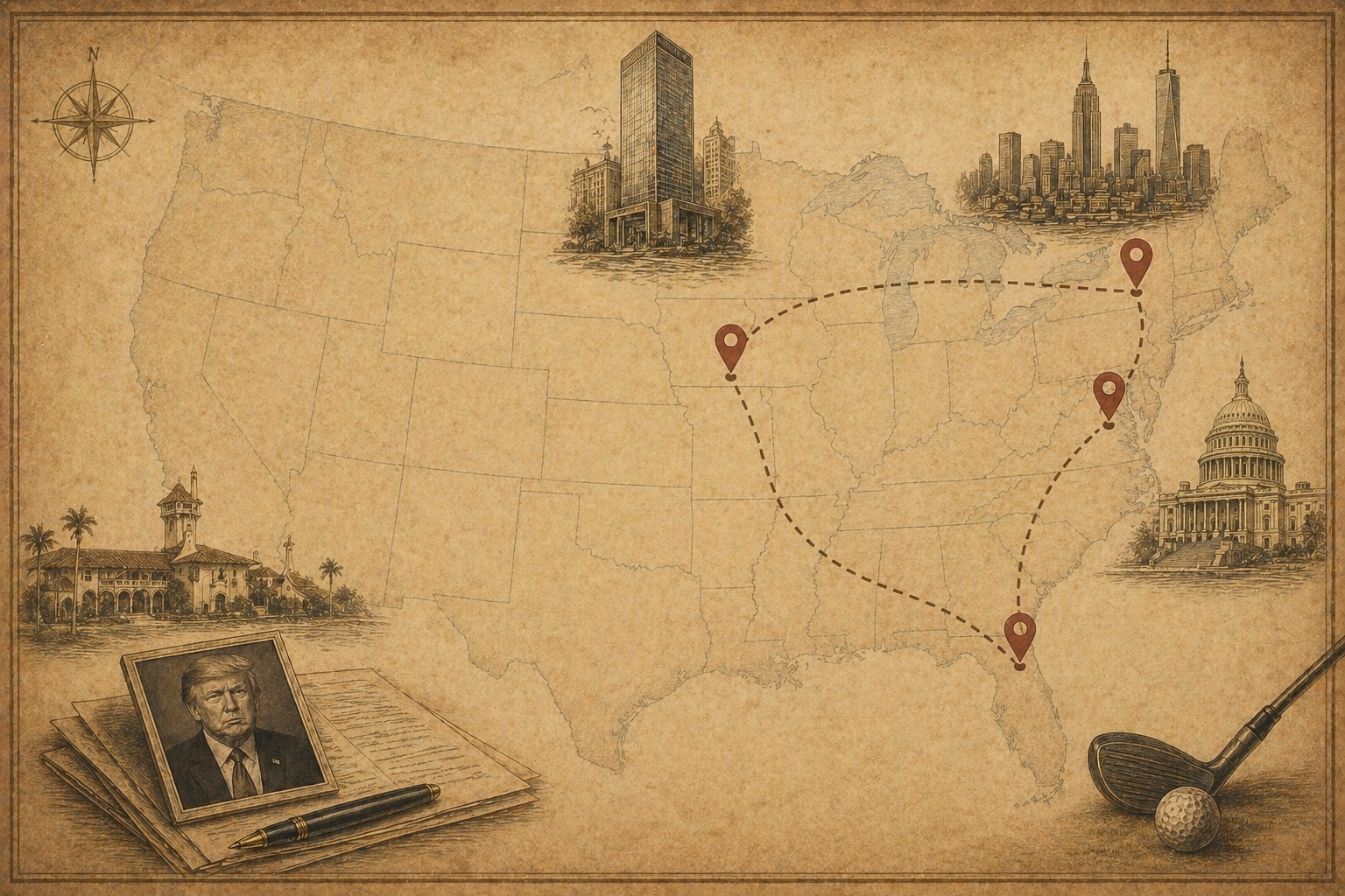 Key locations in Donald Trump's life