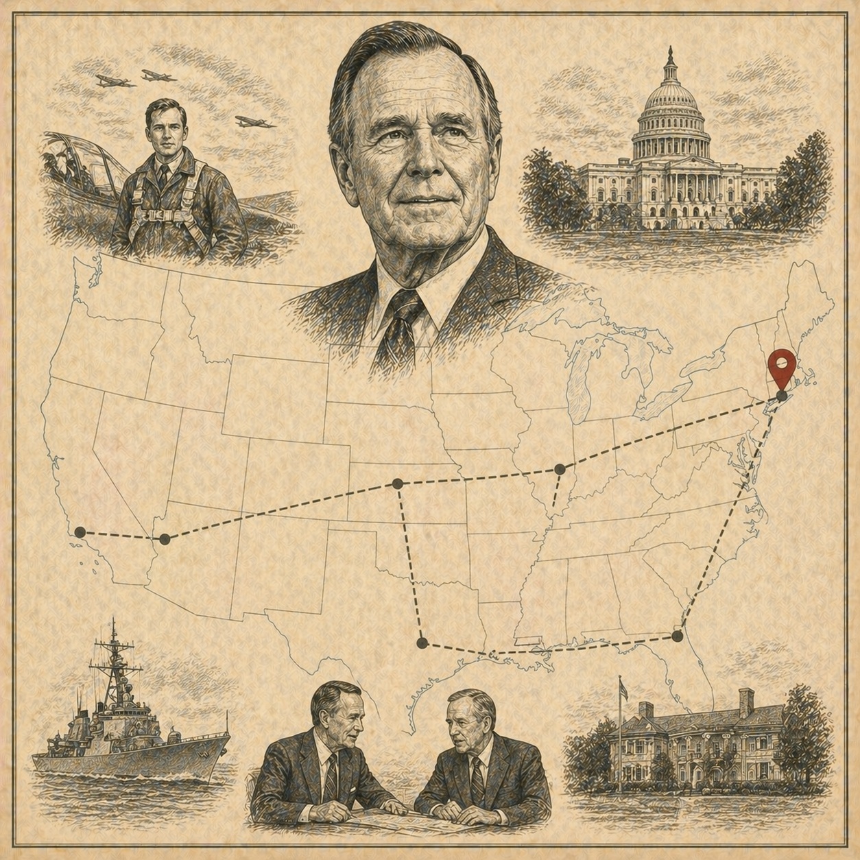 Key locations in George H. W. Bush's life
