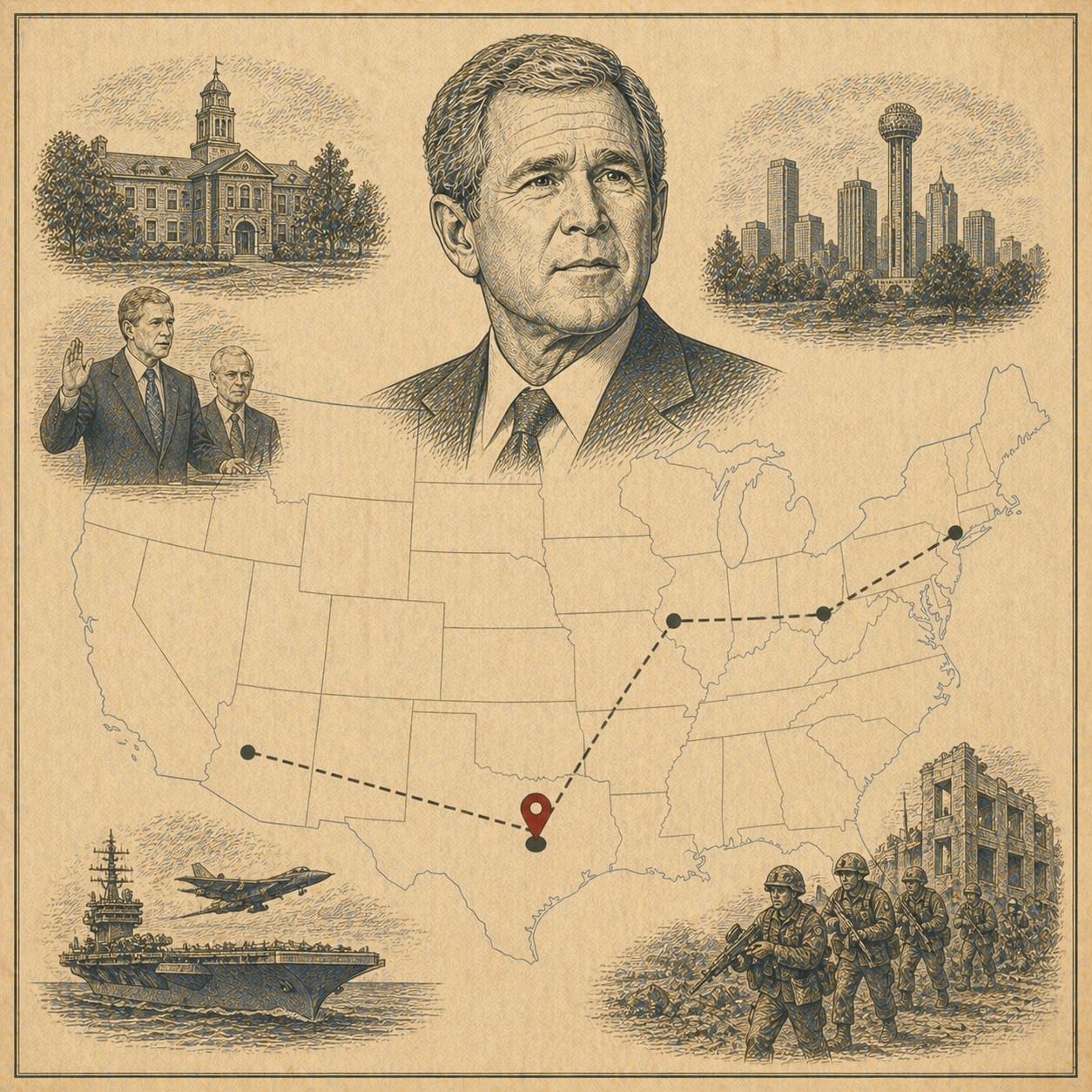 Key locations in George W. Bush's life