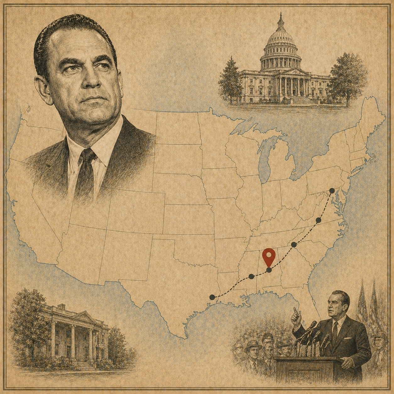 Key locations in George Wallace's life