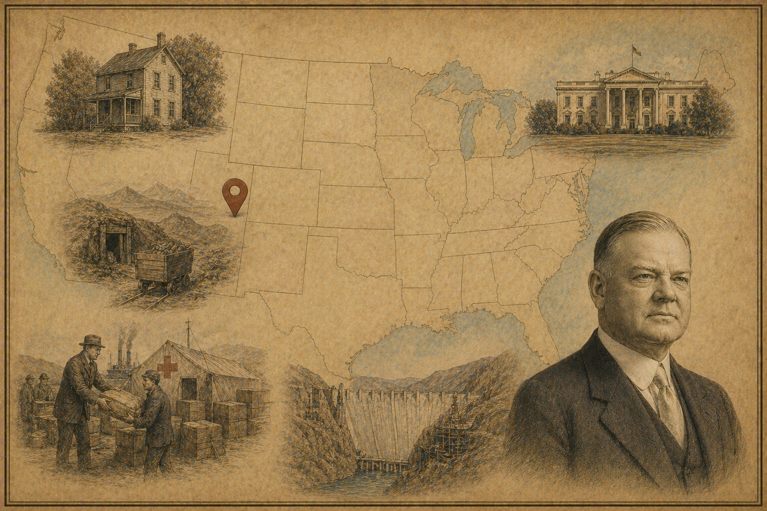 Key locations in Herbert Hoover's life