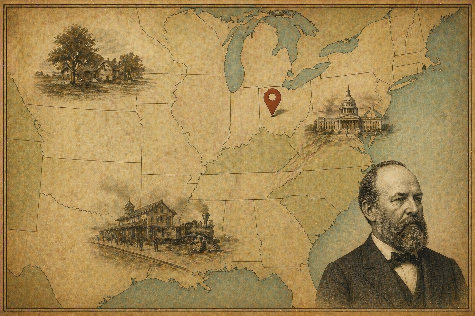 Key locations in James A. Garfield's life