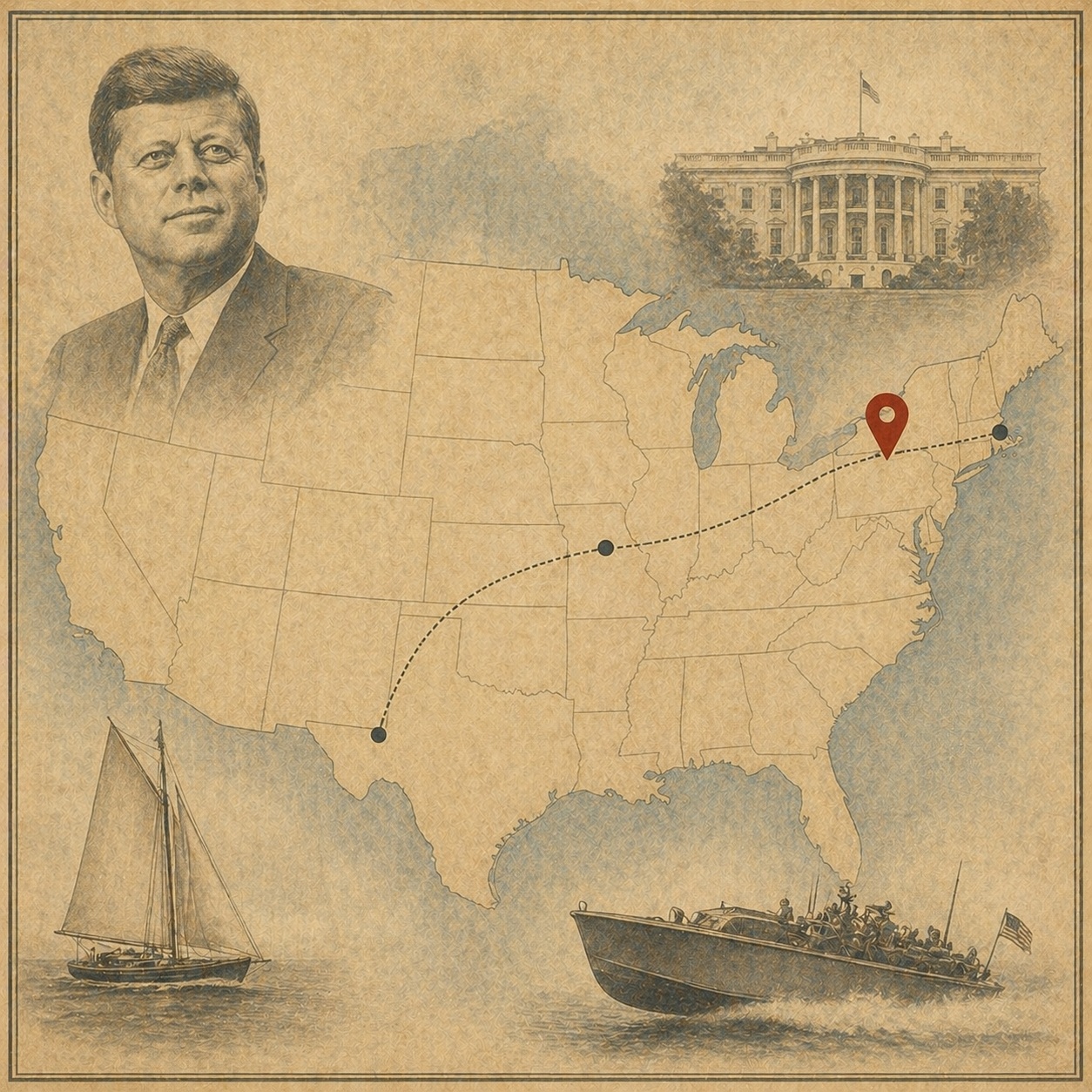 Key locations in John F. Kennedy's life