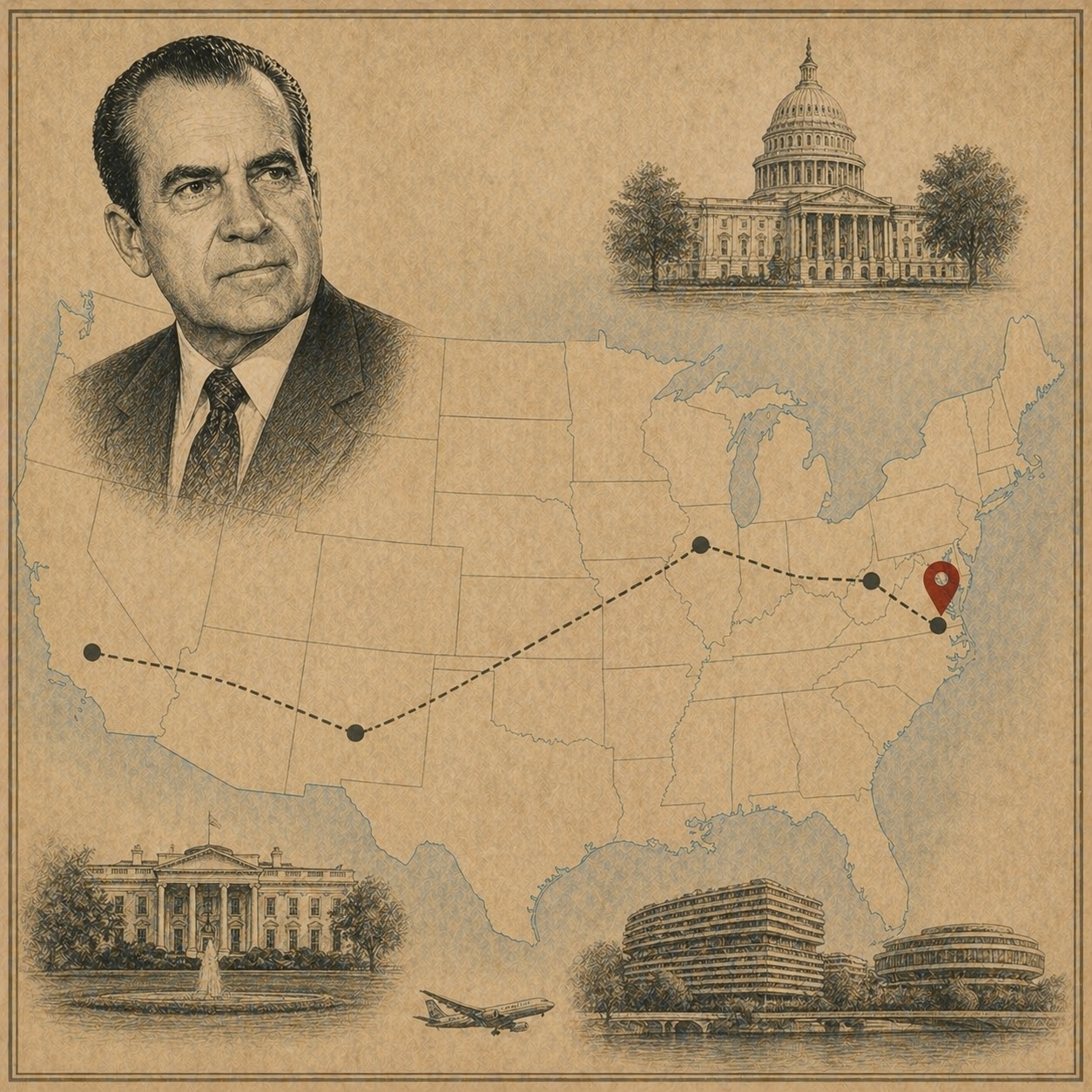 Key locations in Richard Nixon's life