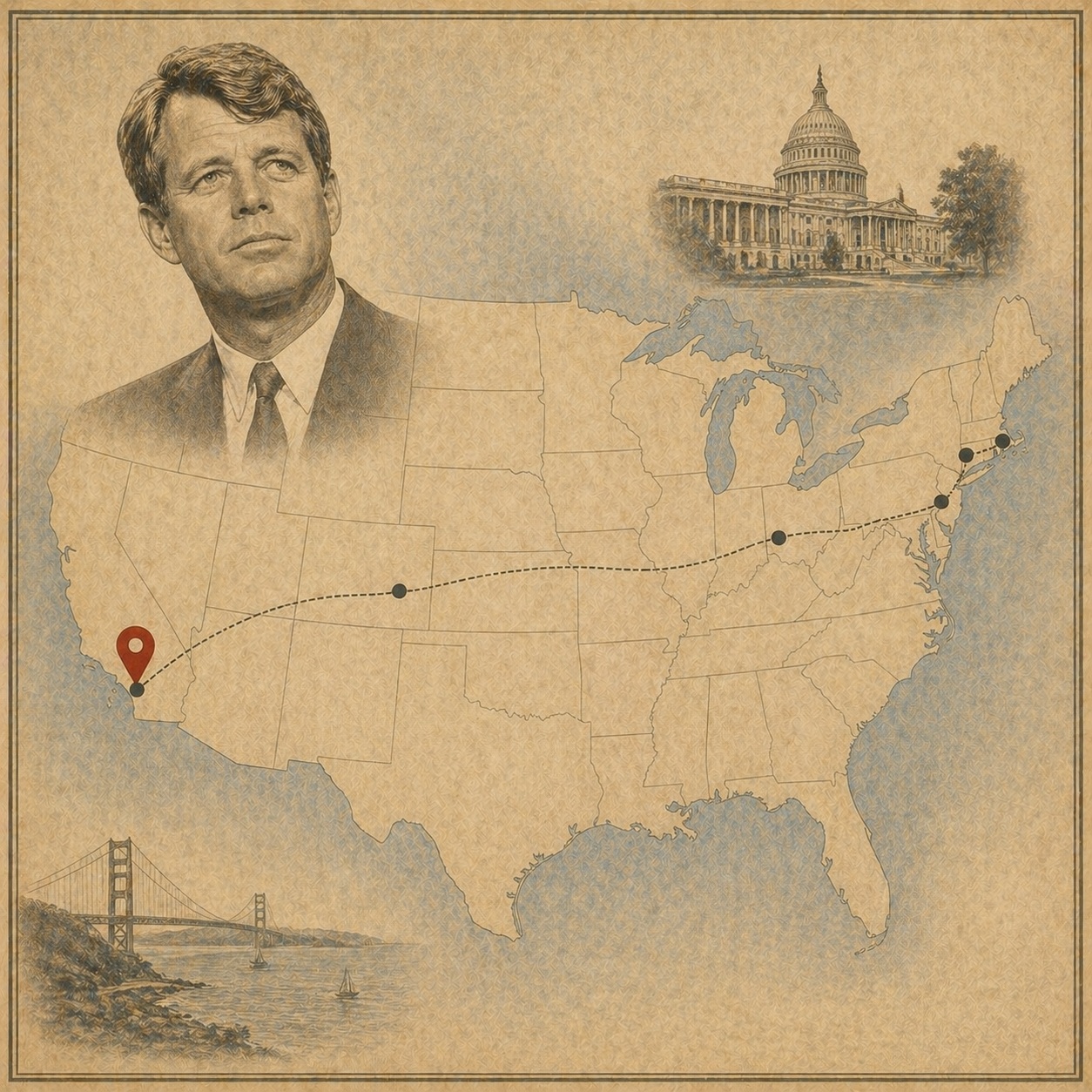 Key locations in Robert F. Kennedy's life