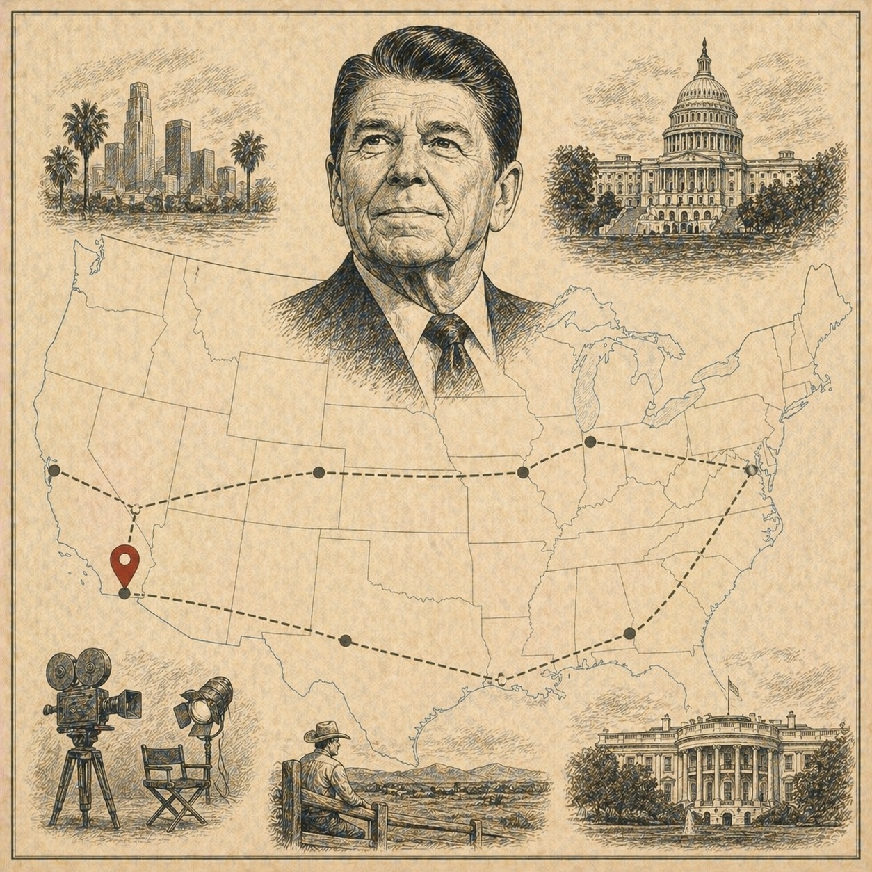 Key locations in Ronald Reagan's life