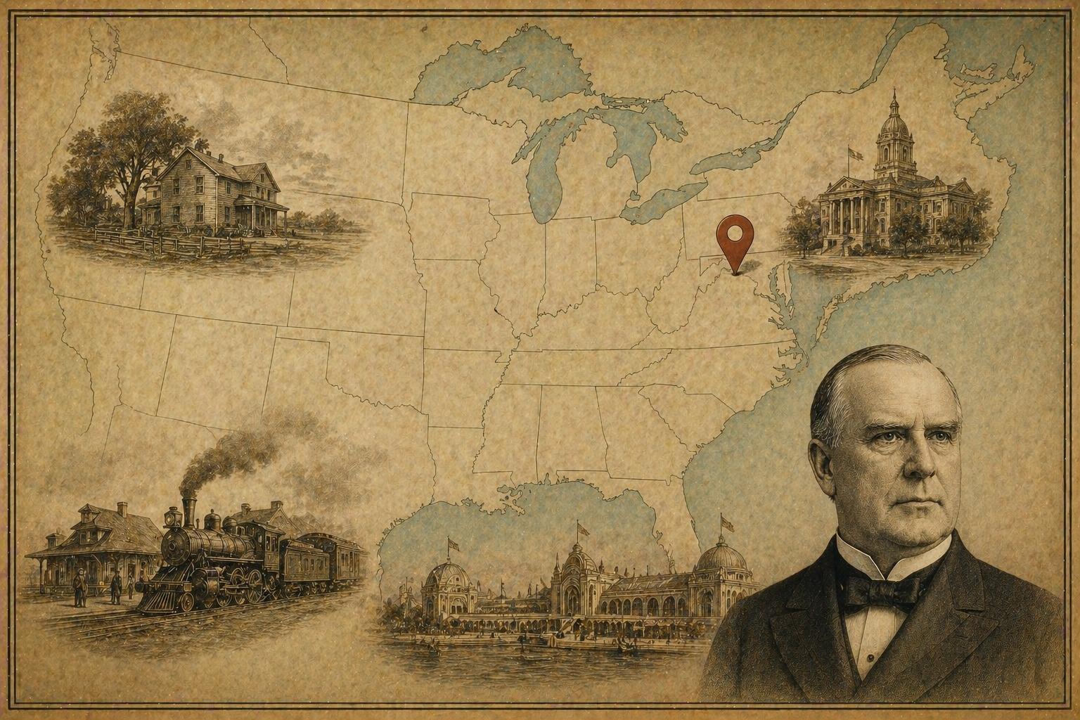 Key locations in William McKinley's life